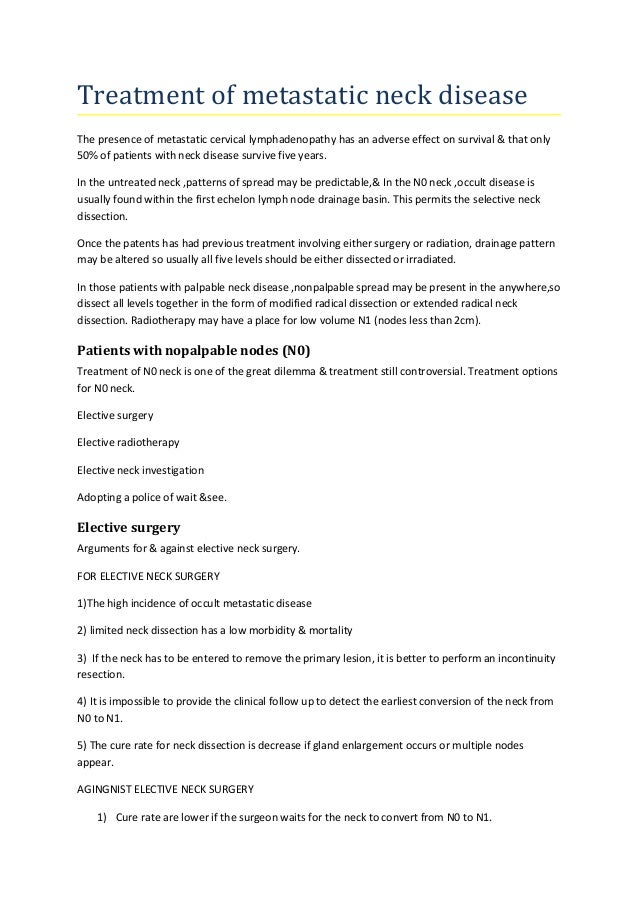 2 Treatment Of Metastatic Neck Diaease