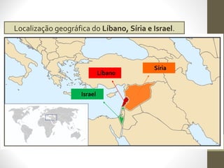 Síria
Líbano
Israel
Localização geográfica do Líbano, Síria e Israel.
 