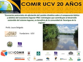 “Escenarios potenciales de afectación del cambio climático sobre el componente biótico
y abiótico del ecosistema lagunar PNLT. Estrategias que contribuyan al desarrollo
sostenible del sistema lagunar, en beneficio de la comunidad de Tacarigua de la
Laguna”
Fundaciens - UCV
Profa. Laura Delgado
 