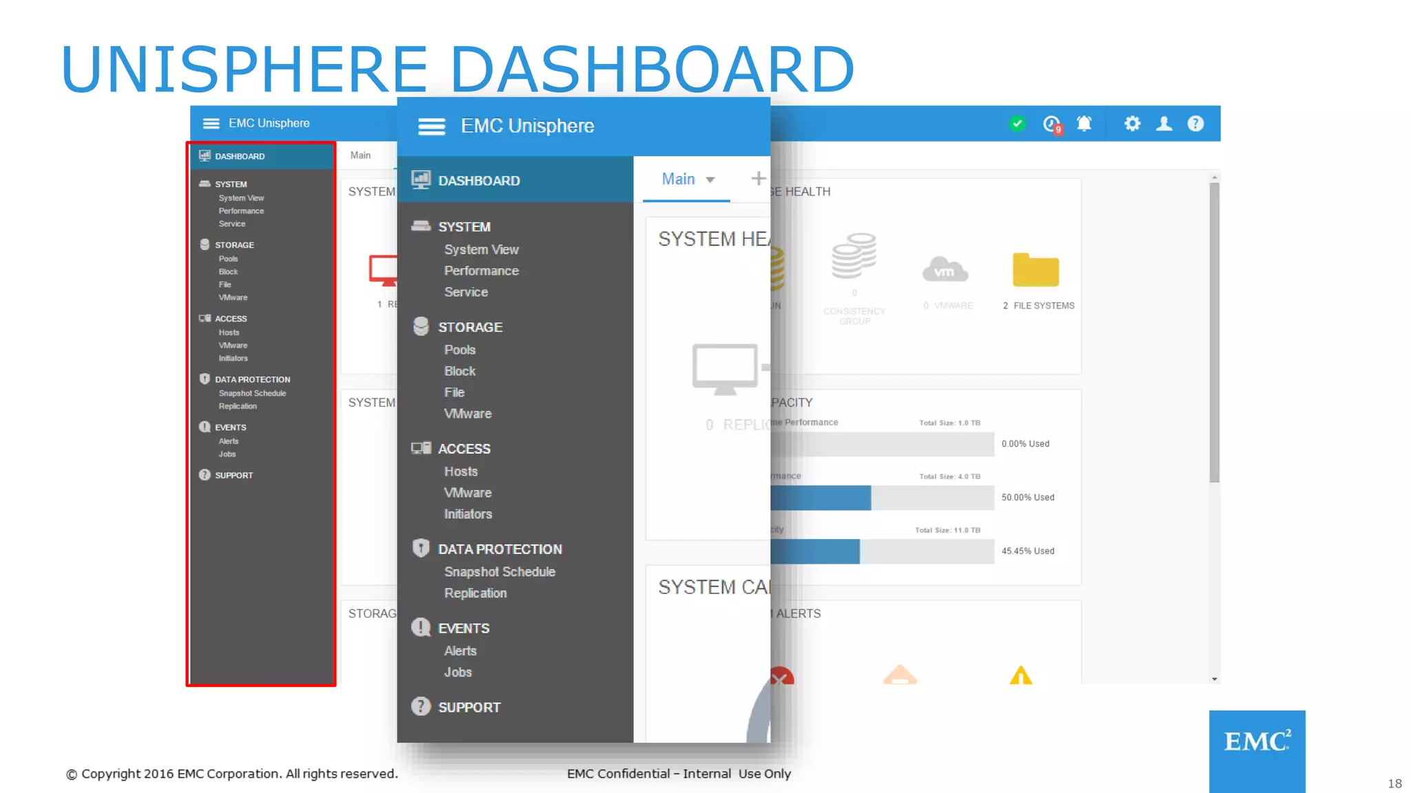 18
UNISPHERE DASHBOARD
 