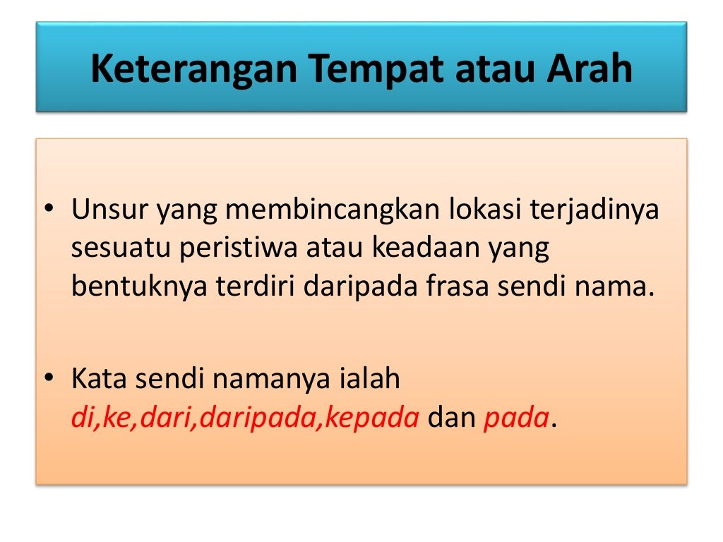 2 unsur keterangan frasa kerja