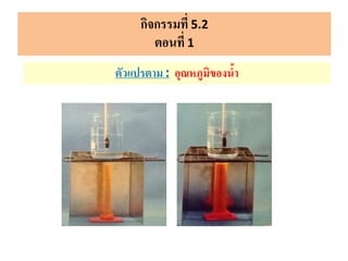ตัวแปรตาม : อุณหภูมิของน้า
กิจกรรมที่ 5.2
ตอนที่ 1
 