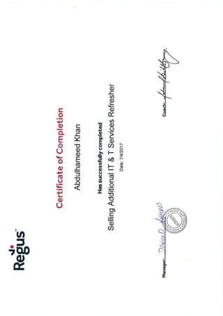 Regus it certificate