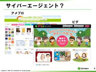 Щ``ȣ
֥
ԥ

9
copyright(C) ?1998-2013 ?CyberAgent, ?Inc. ?All ?rights ?reserved

 
