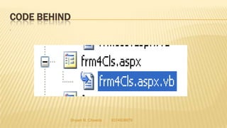CODE BEHIND
Shyam N. Chawda 9374928879
4
 