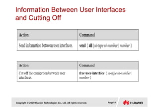 Information Between User Interfaces
and Cutting Off
Copyright © 2009 Huawei Technologies Co., Ltd. All rights reserved. Page19
 