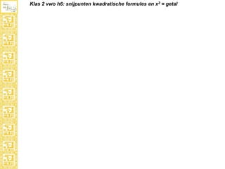 Klas 2 vwo h7: snijpunten kwadratische formules en x2 = getal
www.al-awwadi.nl

 