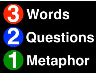 3
2
1
Words
Questions
Metaphor
 