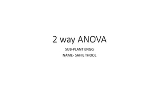 2 way ANOVA
SUB-PLANT ENGG
NAME- SAHIL THOOL
 