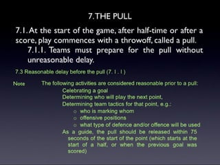 WFDF rules 7-8 of ultimate 2009