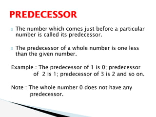 Predecessor In Math Example 2 Whole Numbers 1.pptx. for class 6 six. | PDF