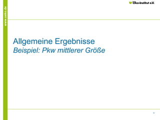 8
www.oeko.de
Allgemeine Ergebnisse
Beispiel: Pkw mittlerer Größe
 