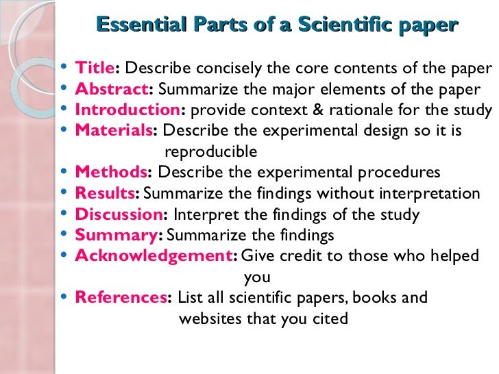 Parts of a research paper in order