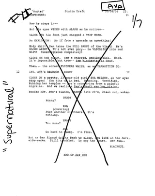 Supernatural 2.10 Hunted Casting Sides for Ava 7pgs