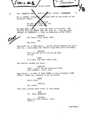 Supernatural 2.15 Tall Tales Casting Sides for the Janitor 8pgs
