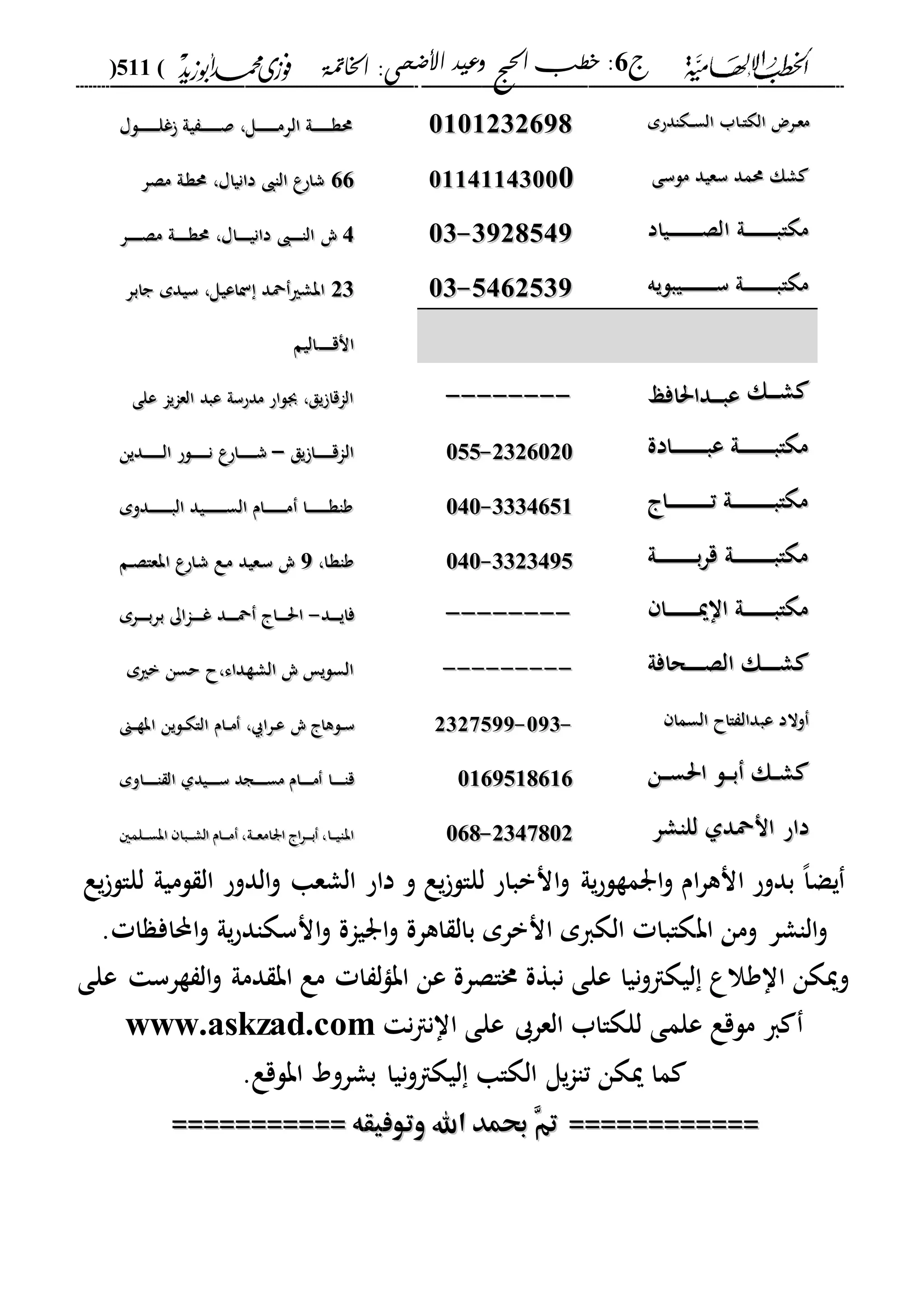 الخطب الإلهامية الحج وعيد الأضحى لفضيلة الشيخ / فوزى محمد أبوزيد