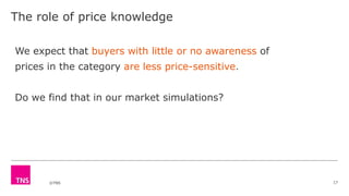 ©TNS
The role of price knowledge
17
We expect that buyers with little or no awareness of
prices in the category are less price-sensitive.
Do we find that in our market simulations?
 