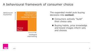 ©TNS
A behavioural framework of consumer choice
8By 2017, 87%of connected devices will be smartphones or tablets
Behavioural
framework of
consumer choice
Choice
Model
Intelligent
interviewing
Behavioural
Economics
The expanded model puts buying
decisions into context:
 Consumers actively “build”
their choice sets
 Buying habits, price knowledge
and brand images inform sets
and choices
 