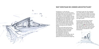 WAT VERSTAAN WIJ ONDER ARCHITECTUUR?

Architectuur is niet zoals de             Architectuur gaat over het vormgeven
schilderkunst, een op zichzelf staand     van ruimte, binnen en buiten. Ruimte
fenomeen. Niet voor niets wordt zij wel   ervaar je met je hele lichaam en je geest,
de moeder der kunsten genoemd.            bewust en onbewust. Ervaren doe je met
Architectuur is niet te negeren binnen    al je zintuigen en geheugen, een ruimte
onze samenleving. Gebouwen zijn een       zie je, ruik je, hoor je en voel je, ieder op
afspiegeling van de heersende cultuur.    zijn eigen manier.
Een gebouw dat de resultante is van
een programma van eisen, zou zich         De eerste ontwerpschets ontstaat
altijd aan een plek moeten hechten        meestal tijdens gesprekken met
om er onlosmakelijk mee verbonden         opdrachtgevers en niet alleen op
te zijn. Per slot van rekening legt het   basis van een opgesteld programma
gebouw beslag op onze schaarse            van eisen. agNOVAarchitecten hecht
ruimte.                                   veel waarde aan goede communicatie,
De eisen die de plek stelt kunnen         niet alleen binnen ons eigen bureau,
verschillend zijn: de ene keer wordt      maar met alle betrokkenen in het
de volledige aandacht gevraagd,           bouwproces.
de andere keer wordt er vooral
bescheidenheid verwacht.
Wij ontwerpen niet voor de
vluchtigheid van de tijd, maar voor de
duurzaamheid van het dynamische
gebouw in een dynamische omgeving.
 