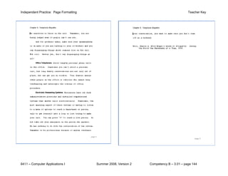 Independent Practice: Page Formatting                                                    Teacher Key




6411 – Computer Applications I          Summer 2008, Version 2   Competency B – 3.01 – page 144
 