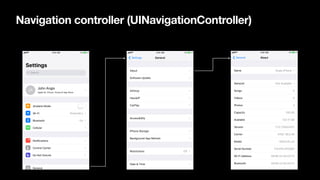 Navigation controller (UINavigationController)
 