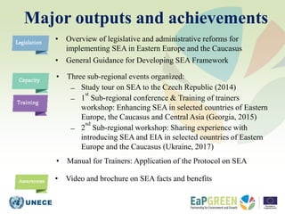 • Overview of legislative and administrative reforms for
implementing SEA in Eastern Europe and the Caucasus
• General Gui...