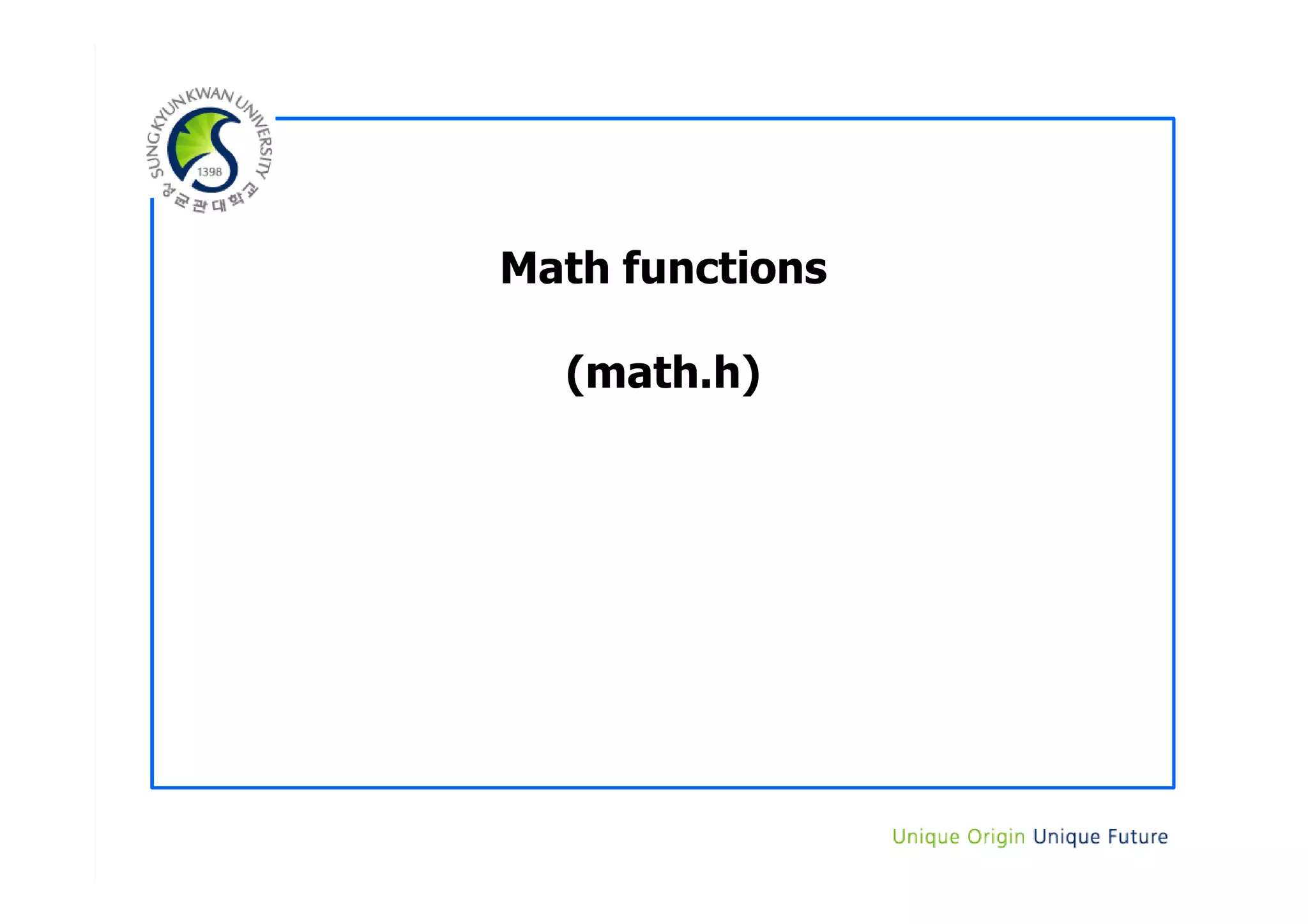Math functions (math.h) 