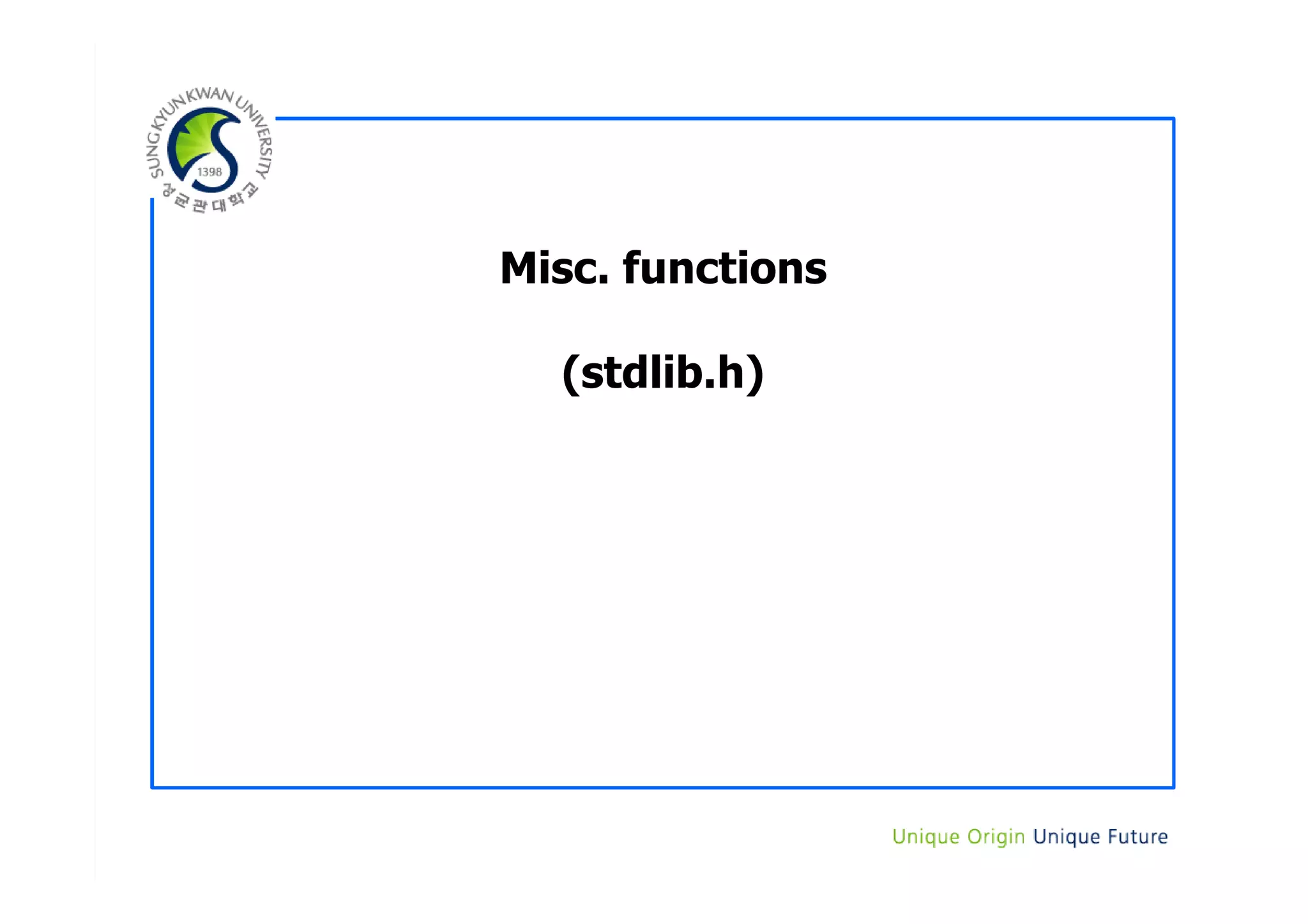 Misc. functions (stdlib.h) 