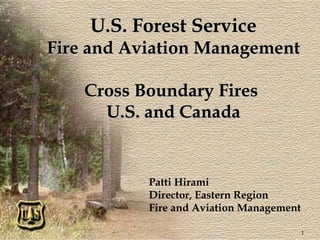 U.S. Forest Service Fire and Aviation Management Cross Boundary Fires  U.S. and Canada Patti Hirami Director, Eastern Region Fire and Aviation Management 