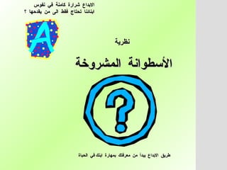 الابداع  شرارة  كامنة  في  نفوس  ابنائنا  تحتاج  فقط  الى  من  يقدحها  ؟  نظرية  الأسطوانة  المشروخة  طريق  الابداع  يبدأ  من  معرفتك  بمهارة  ابنك في  الحباة  
