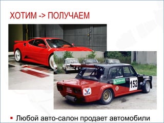 ХОТИМ -> ПОЛУЧАЕМ




 Любой авто-салон продает автомобили
 