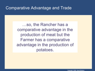 Comparative Advantage and Trade … so, the Rancher has a comparative advantage in the production of meat but the Farmer has a comparative advantage in the production of potatoes. 