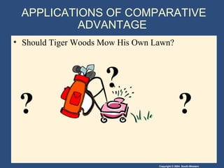 APPLICATIONS OF COMPARATIVE ADVANTAGE  Should Tiger Woods Mow His Own Lawn? ? ? ? 