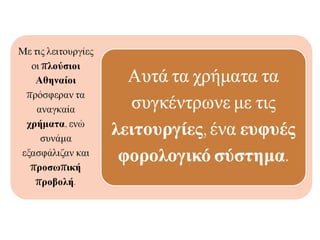 Ποιες ήταν οι κυριότερες λειτουργίες;
Ποια λειτουργία θα θέλατε να αναλάβετε εάν ζούσατε στην Αθήνα του Περικλή;
Γιατί;
παροχή των
χρημάτων για
παράθεση
δημοσίου
γεύματος.
Εστίαση:
καταβολή
των εξόδων
των αθλητών
που θα
έπαιρναν
μέρος σε
αγώνες.
Γυμνασιαρχία:
ανάληψη
δαπάνης
θεατρικής
παράστασης
για
θεατρικούς
αγώνες.
Χορηγία:
προσφορά
χρημάτων για
τη
συντήρηση
κρατικού
πλοίου.
Τριηραρχία:
 