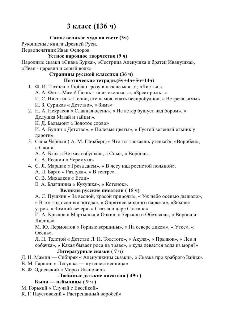 Фгос 3 класс литер чтение климанова раб программа