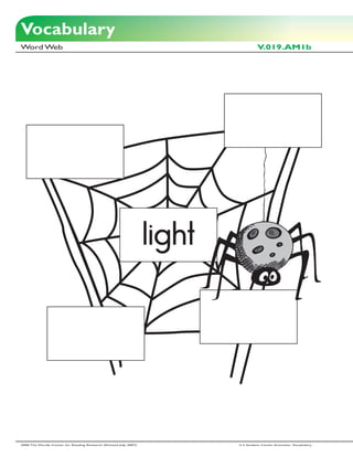 Vocabulary
Word Web                                                                              V.019.AM1b




                                                                    light




2006 The Florida Center for Reading Research (Revised July, 2007)           2-3 Student Center Activities: Vocabulary
 