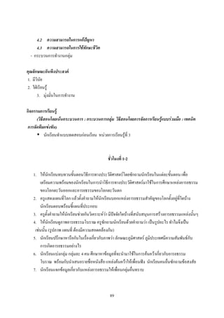 4.2 ความสามารถในการแก้ปัญหา
     4.3 ความสามารถในการใช้ทักษะชีวิต
  - กระบวนการท้างานกลุ่ม

คุณลักษณะอันพึงประสงค์
1. มีวินัย
2. ใฝ่เรียนรู้
      3. มุ่งมั่นในการท้างาน

กิจกรรมการเรียนรู้
      (วิธีสอนโดยเน้นกระบวนการ : กระบวนการกลุ่ม วิธีสอนโดยการจัดการเรียนรู้แบบร่วมมือ : เทคนิค
การจัดทีมแข่งขัน)
       นักเรียนท้าแบบทดสอบก่อนเรียน หน่วยการเรียนรู้ที่ 3


                                               ชั่วโมงที่ 1-2

   1. ให้นักเรียนทบทวนขั้นตอนวิธีการทางประวัติศาสตร์โดยซักถามนักเรียนในแต่ละขั้นตอน เพื่อ
       เตรียมความพร้อมของนักเรียนในการน้าวิธีการทางประวัติศาสตร์มาใช้ในการศึกษาแหล่งอารยธรรม
       ของโลกตะวันออกและอารยธรรมของโลกตะวันตก
   2. ครูแสดงแผนที่โลก แล้วตั้งค้าถามให้นักเรียนบอกแหล่งอารยธรรมส้าคัญของโลกตั้งอยู่ที่ใดบ้าง
       นักเรียนตอบพร้อมชี้แผนที่ประกอบ
   3. ครูตั้งค้าถามให้นักเรียนช่วยกันวิเคราะห์ว่า มีปัจจัยใดบ้างที่สนับสนุนการสร้างอารยธรรมแหล่งนั้นๆ
   4. ให้นักเรียนดูภาพอารยธรรมโบราณ ครูซักถามนักเรียนด้วยค้าถามว่า เป็นรูปอะไร ท้าไมจึงเป็น
    เช่นนั้น (รูปภาพ แผนที่ ต้องมีความสอดคล้องกัน)
   5. นักเรียนปรึกษาหารือกันในเรื่องเกี่ยวกับภาพว่า ลักษณะภูมิศาสตร์ ภูมิประเทศมีความสัมพันธ์กับ
       การเกิดอารยธรรมอย่างไร
   6. นักเรียนแบ่งกลุ่ม กลุ่มละ 4 คน ศึกษาหาข้อมูลที่จะน้ามาใช้ในการค้นคว้าเกี่ยวกับอารยธรรม
       โบราณ พร้อมกับน้าเสนอรายชื่อหนังสือ แหล่งค้นคว้าให้เพื่อนฟัง นักเรียนคนอื่นซักถามข้อสงสัย
   7. นักเรียนแจกข้อมูลเกี่ยวกับแหล่งอารยธรรมให้เพื่อนกลุ่มอื่นทราบ



                                                89
 
