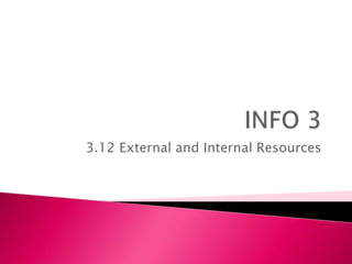 3.12 External and Internal Resources
 