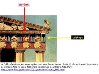 ▲ Ο Παπθενύναρ ςε αναπαπάςσαςη σοτ Benoit Loviot. Paris, Ecole Nationale Superieure
des Beaux Arts. © Ecole Nationale Superieure des Beaux Arts, Paris
http://www.fhw.gr/chronos/05/gr/culture/index_100.html
μεσϋπη
τρίγλυυο
 