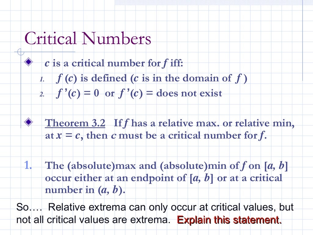 What Are Critical Numbers What Are Critical Numbers