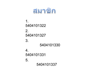 1.
5404101322
2.
5404101327
3.
5404101330
4.
5404101331
5.
5404101337
 