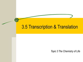3.5 Transcription & Translation
Topic 3 The Chemistry of Life
 