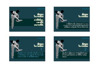 ทักษะในงานเลื่อย
การใช้เลื่อย.
เวลาที่ใช้.
ผลงานที่ได้.
ลักษณะการเรียนรู้
และระดับพฤติกรรม
การใช้กล้ามเนื้อ หรือส่วนต่าง ๆ ของ
ร่างกาย ทางานร่วมกับเครื่องมืออุปกรณ์
แล้วได้ผลงานที่ถูกต้อง ในเวลาที่เหมาะสม
ลักษณะการเรียนรู้
และระดับพฤติกรรม
ทักษะในงานเลื่อย
1
เลื่อยชิ้นงานตามที่เคยเห็น เลื่อยชิ้นงานขาด
การชักเลื่อยอาจมีการติดขัด น้าหนักการชัก
จังหวะการชัก อาจยังไม่ดีเท่าที่ควร
ลักษณะการเรียนรู้
และระดับพฤติกรรม
ทักษะในงานเลื่อย
2
ลักษณะการเรียนรู้
และระดับพฤติกรรม
ทักษะในงานเลื่อย
เลื่อยชิ้นงานได้ตรงแนว ชักเลื่อยได้สม่าเสมอ
น้าหนักพอดี ไม่ติดขัด เวลาที่ใช้ในการเลื่อย
น้อยลง
 