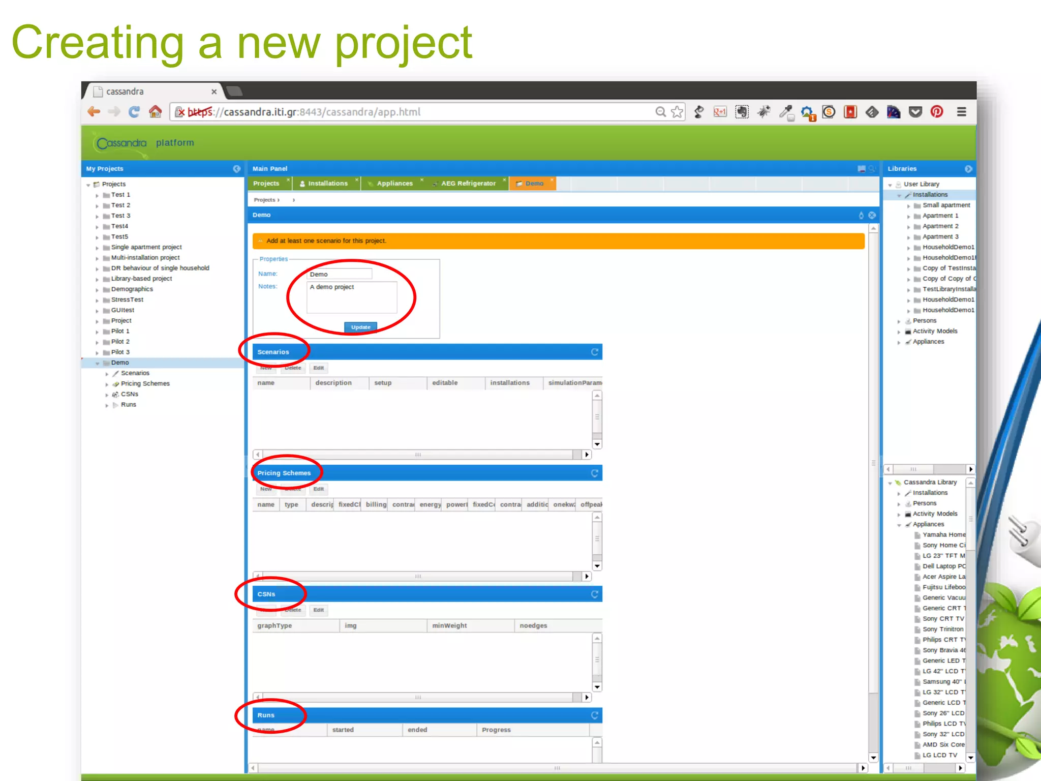Creating a new project
 