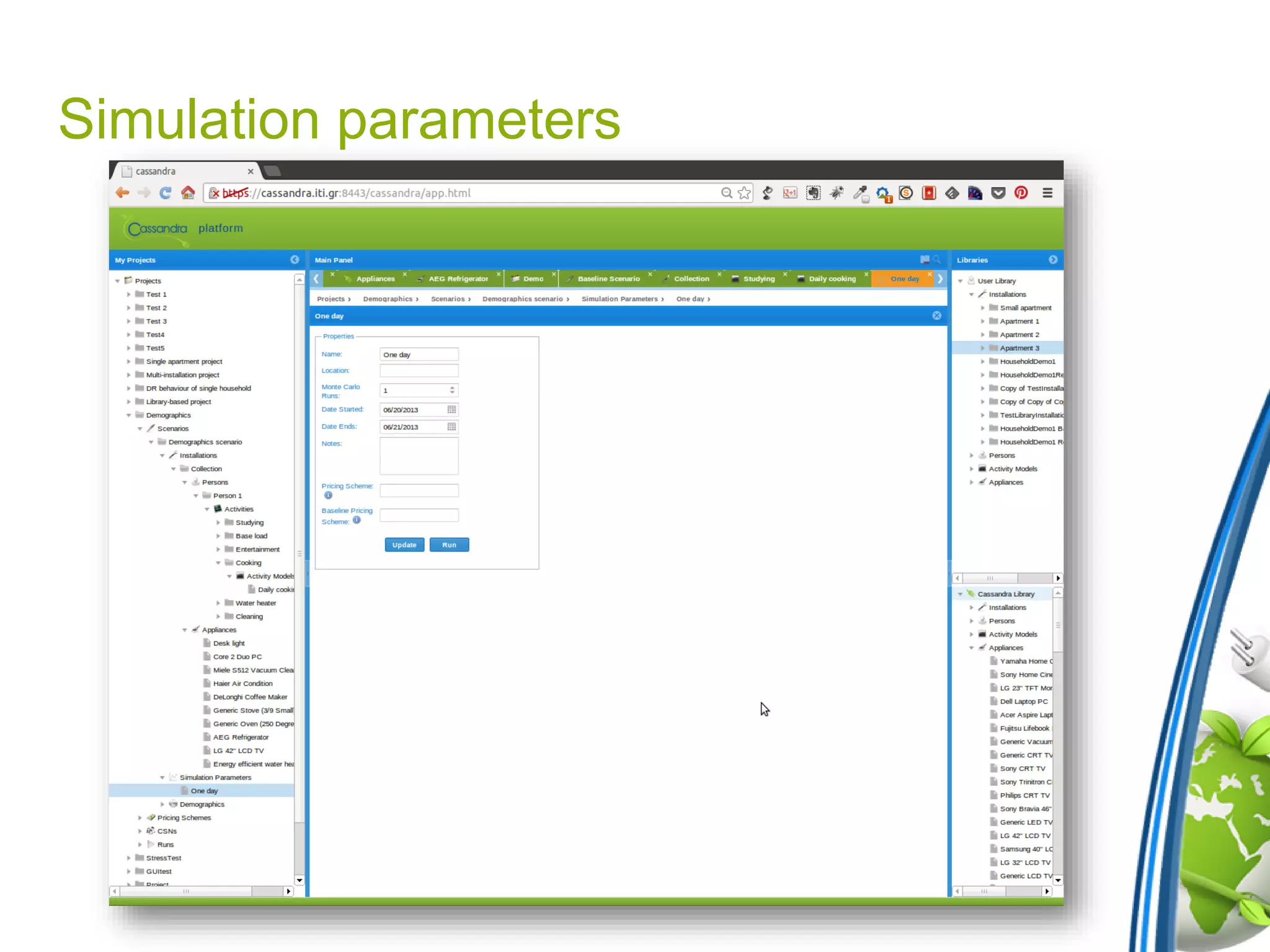 Simulation parameters
 