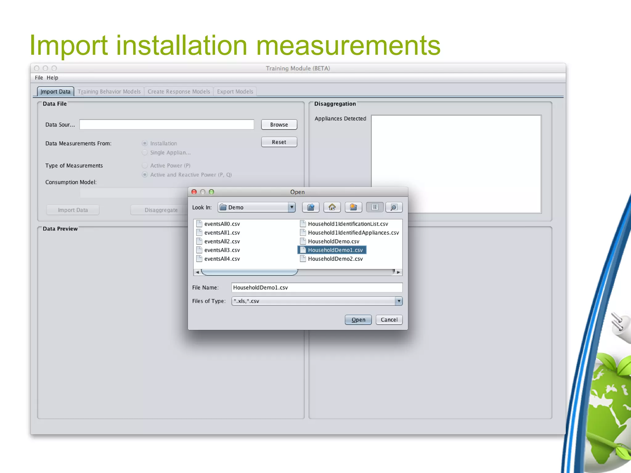 Import installation measurements
 