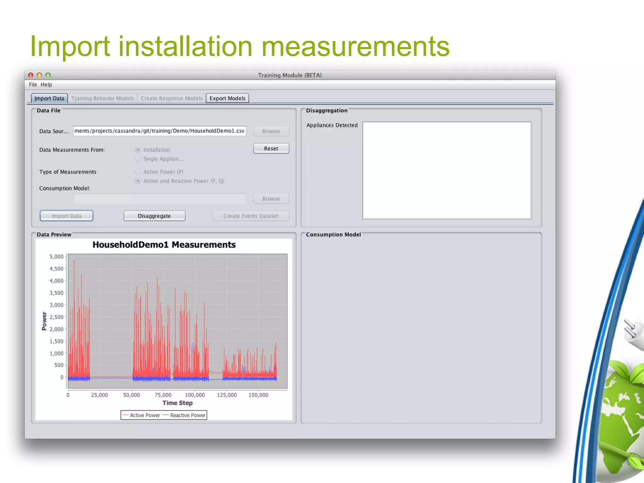 Import installation measurements
 