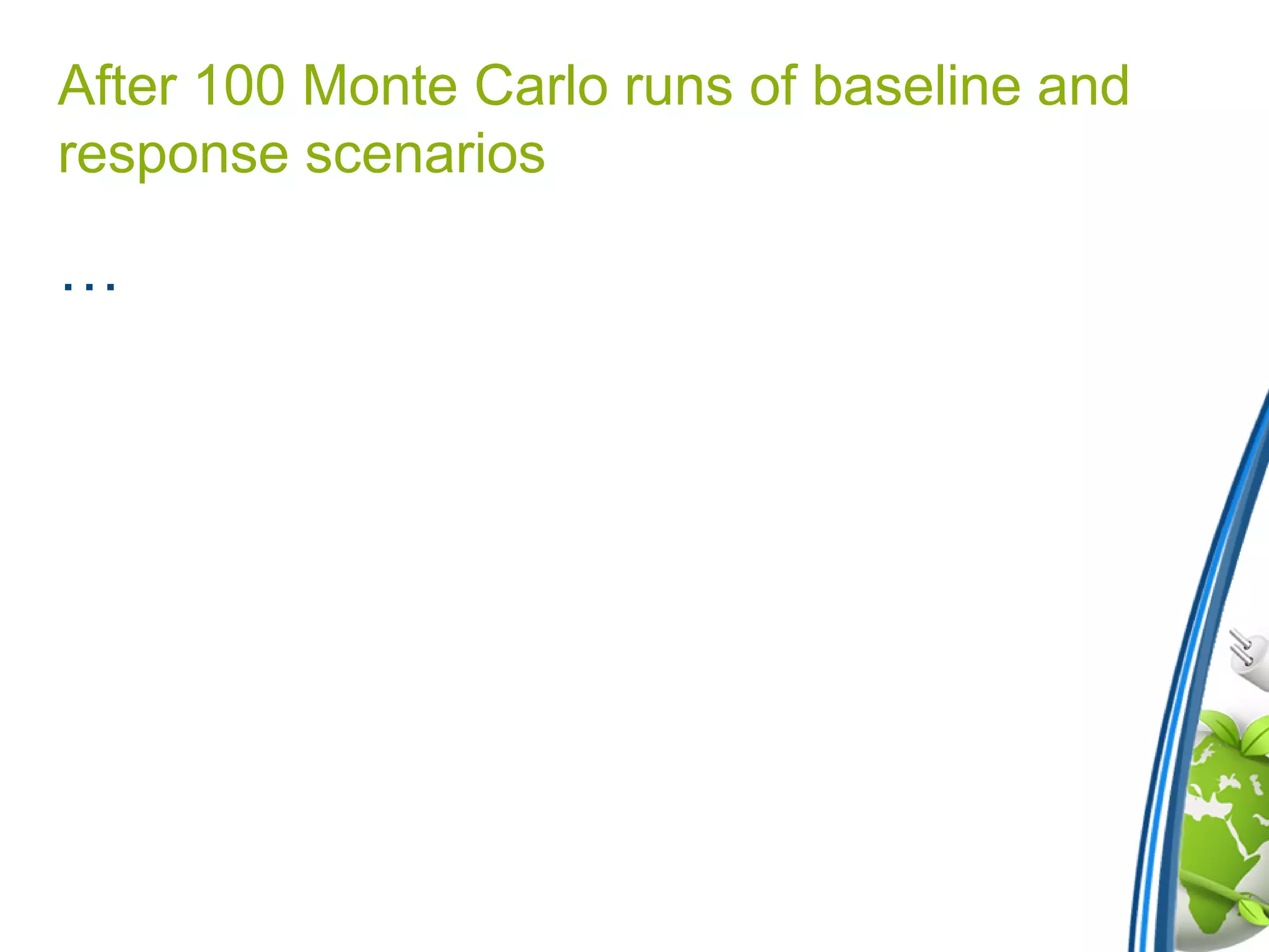 After 100 Monte Carlo runs of baseline and
response scenarios
…
 