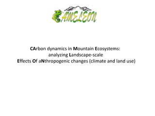 CArbon dynamics in Mountain Ecosystems:
analyzing Landscape-scale
Effects Of aNthropogenic changes (climate and land use)
 
