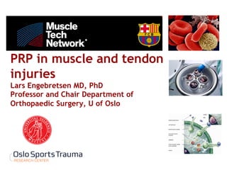 PRP in muscle and tendon
injuries
Lars Engebretsen MD, PhD
Professor and Chair Department of
Orthopaedic Surgery, U of Oslo

 